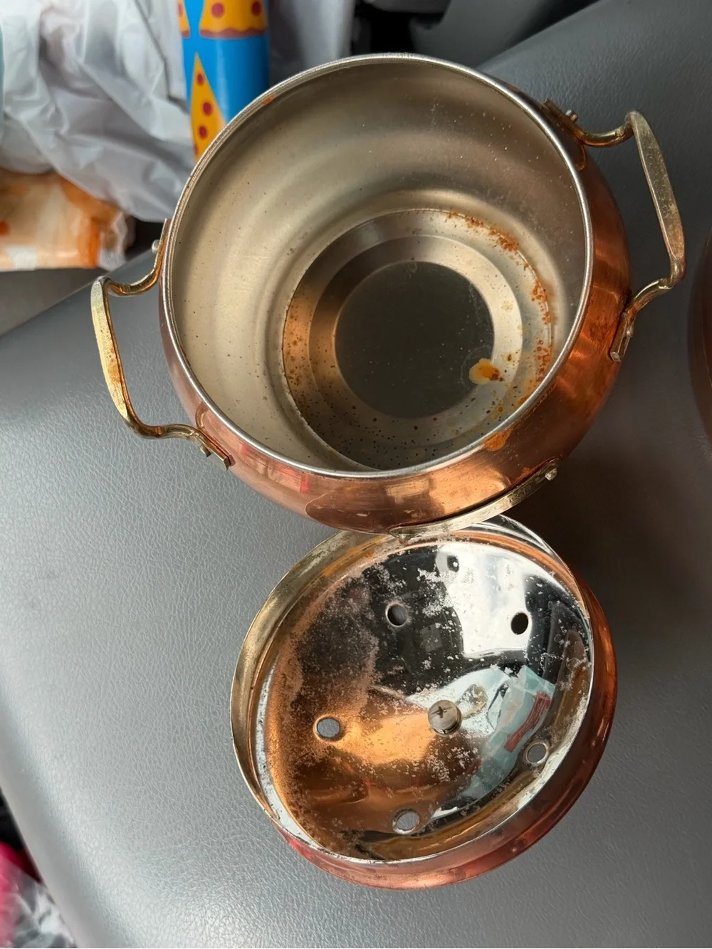 Copper Potpourri Simmer Pot with Brass Handles